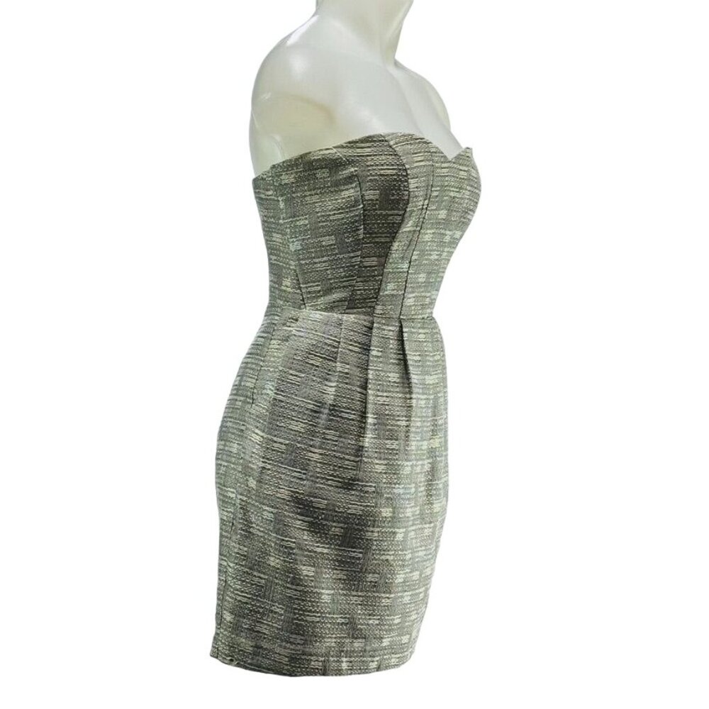 GREYLIN Anthropologie Dress Acrylic Cotton Silver Strapless Women's Size Medium - Picture 4 of 10